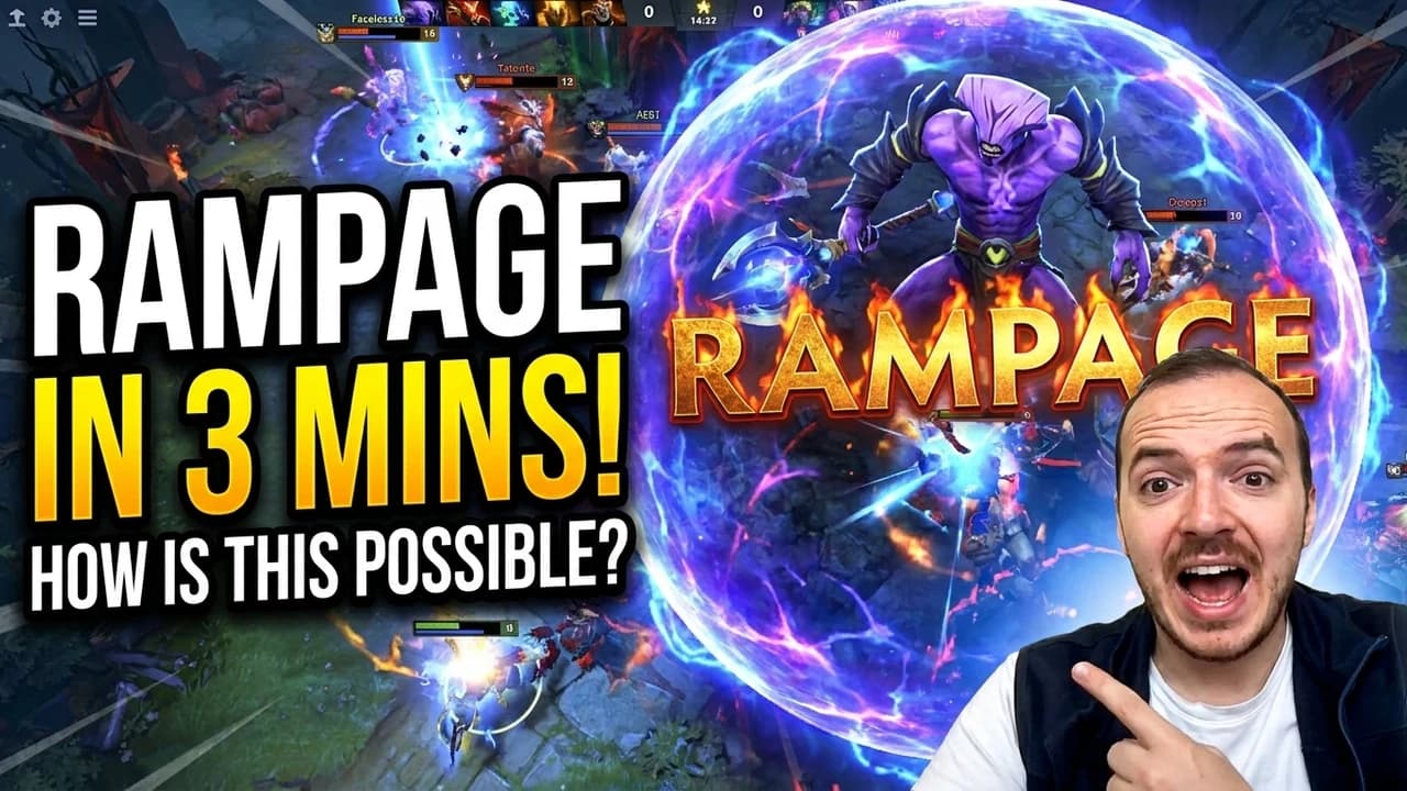 Gaming thumbnail with reacting streamer face and large red RAMPAGE title text