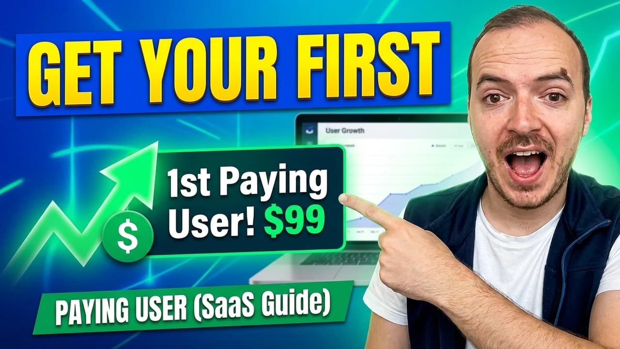 Startup growth video thumbnail with founder portrait and large headline number